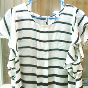 Elle -  White and Navy Sleeve Less